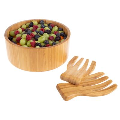 China Custom sustainable natural eco friendly enameled bamboo fiber comsetic mixing salad bowl with server set for sale