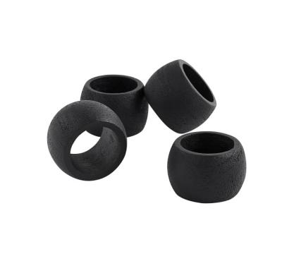 China Wholesale High Quality Black Kitchenware Acacia Napkin Rings Set House Supplies Kitchen for sale