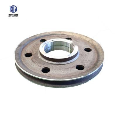 China Industry / Gearbox Transmission Parts Pulley Hot Rolled Steel Wheel Large Wire Pulley For Overhead Traveling Crane for sale