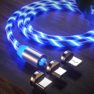 China Charging + Data Sending OEM LED Lighting 3 in 1 Magnetic Charging Cable for sale