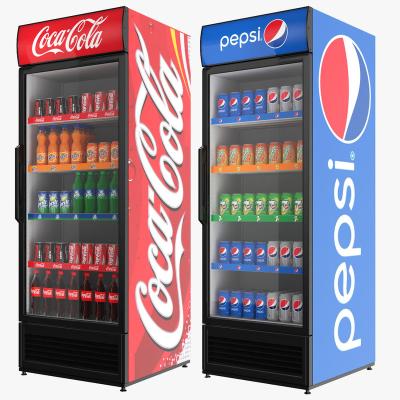 China Custom Pepsi Beverage Display Refrigerator with Glass Door Commercial Beverage Freezer Refrigeration Equipment for sale