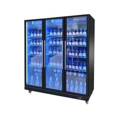 China Custom Upright Display Supermarket Equipment Drinking Cooler Commercial Fridge 3 Door for sale