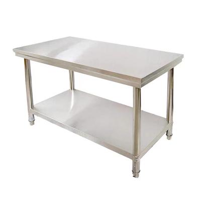 China 304/201 Commercial Stainless Steel Ventilation Double Shelf Table Kitchen Stainless Steel Workbench Table for sale