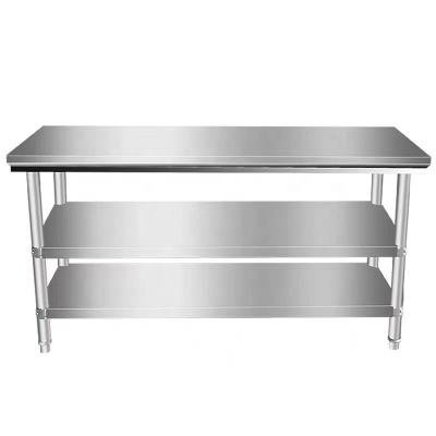 China 304/201 Commercial Stainless Steel Ventilation Double Shelf Table Kitchen Stainless Steel Workbench Table for sale