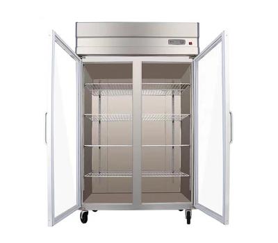 China Dual-temperature Multi-height Selection New Arrivals Framed Double Door Stainless Steel Showcase for sale