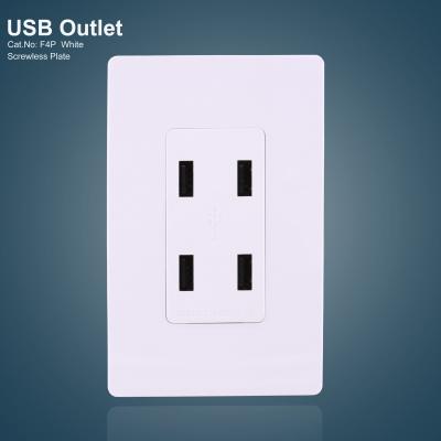 Chine Ports USB blancs 4 GFCI Réceptacles USB électrique avec plaque sans vis à vendre