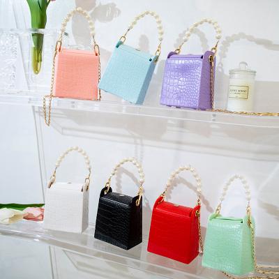 China casual& Popular Selling Fashion Women's New Fashion Silicon Bucket Bead Freeze Mini Handbag Ladies Candy Children Chain Small PVC Purses and Handbags for sale