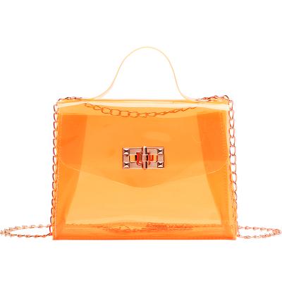 China casual& fashion ladies handbags 2021 mini jelly shoulder bag kids purses and handbags small small jelly bag PVC transparent chain women for sale