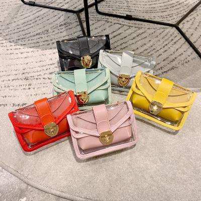 China casual& 2021 Fashion Pocket Mini Handbags Fashion PVC Jelly Women Messenger Handbags Children Simple Transparent Chain Purse Small for sale