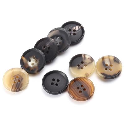 China Viable factory wholesale fashion overcoat urea buttons lady sewing custom 4 holes horn button polyester resin button for clothes for sale