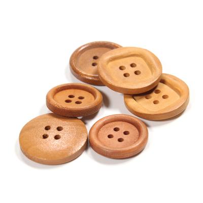 China Factory 15mm Decorative Round Coat Buttons Fashion 4 Holes Button Crafts Winter Small Size Handmade Direct Natural Wood 10-40mm Viable for sale