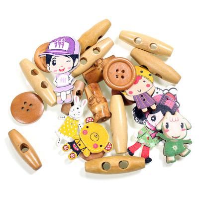 China Viable Custom Wooden Shape Competitive Price Cartoon Craft Decorative Buttons For DIY for sale