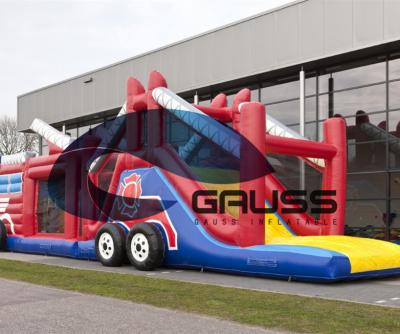 China 2017 Newest Outdoor Playground Giant Inflatable Obstacle Course Fire Truck For Sale for sale