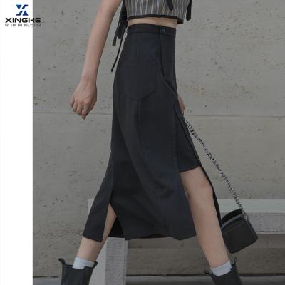 China 2022 summer new design women's anti-static side slit skirt black slim skirt niche temperament sense small for sale