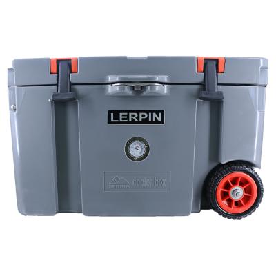 China Waterproof New Arrivals Promotional 50qt Box Rolled Cooler Stock Ice Chest Wheels for sale