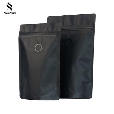 China Moisture Proof Empty Compostable Smell Proof Coffee Bean Packaging Scrub Bags 500g Transparent Black Clear Coffee Bag for sale