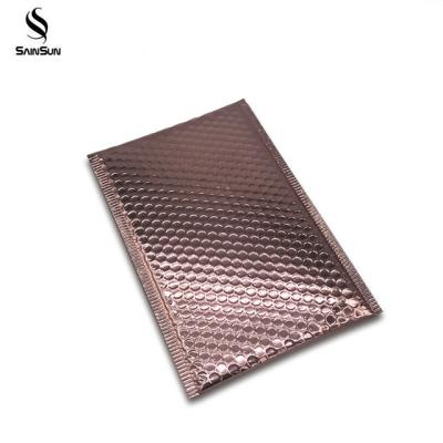 China Waterproof Metallic Custom Biodegradable Bubble Mailer Rose Gold Metallic Bubble Mailer for sale