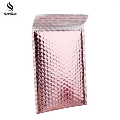 China Waterproof Padded Envelopes Print Metallic Custom Biodegradable Bubble Mailer Metallic Pink Gold Bubble Mailer for sale