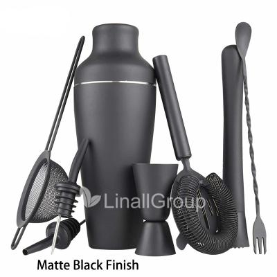 China Viable Cocktail Making Set, Matte Black Parisian Cocktail Shaker Set, 8 Piece Bar Stainless Steel Tool for sale