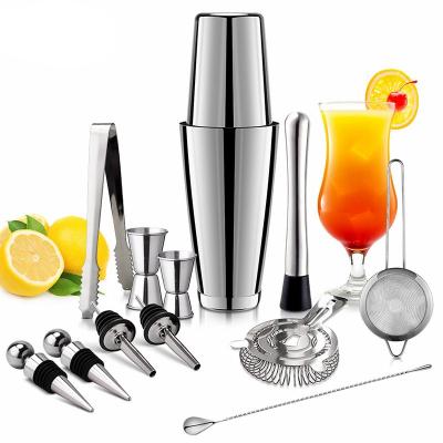 China 13Pcs/Set Stainless Steel Cocktail Shaker Ice Tong Mixer Drink Boston Viable Browser Kit Bars Set Professional Tool for sale