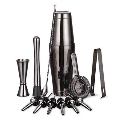 China 12Pcs/Set Stainless Steel Cocktail Shaker Ice Tong Mixer Drink Boston Viable Browser Kit Bars Set Professional Bartender Tool for sale