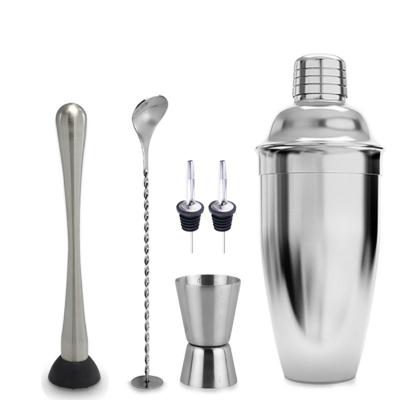 China Viable Bartender Cocktail Hand Shaker Tool Shaker Kit Bar Wine Mixer Stainless Steel Liquor Red Wine Cocktail Set 6pcs/set for sale