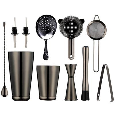 China Viable Cocktail Shaker Bar Set: Boston Shakers, Cocktail Strainer Set, Jigger, Weighted Messy and Spoon for sale