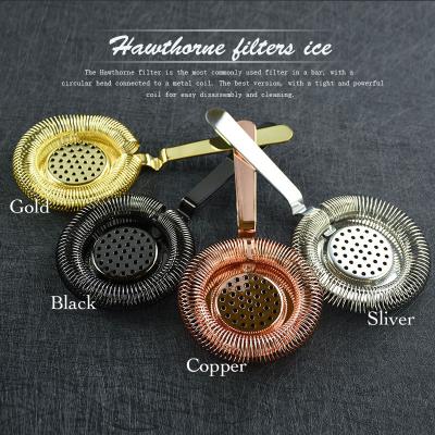 China Hot Sale Professional Bar Cocktail Strainer Stainless Steel Hawthorn Strainer Viable for sale