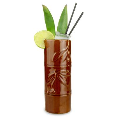 China Ceramic Bamboo Tiki Mug 400ml Bar Tool Leaves Tiki Mugs Cocktail Cup Beer Cup Viable Wine Beverage for sale