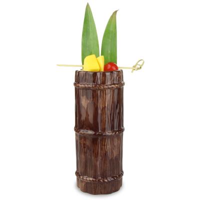 China Viable Ceramic Hawaiian Tiki Mug Hot Sale Beer Cocktail Cup Tiki Mug 400ml Bamboo Leaves Bar Tool for sale