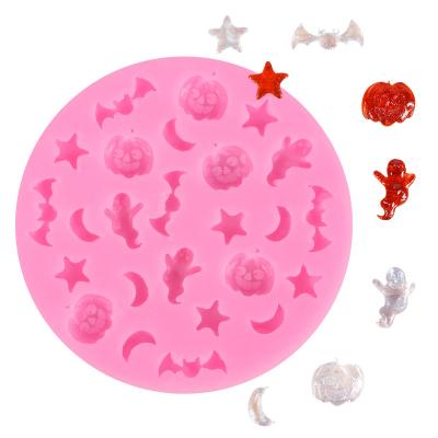 China Viable Halloween Comics Mini Moons Stars Silicone Fondant Cake Molds Chocolate Gumpaste Sugarcraft Mold for sale