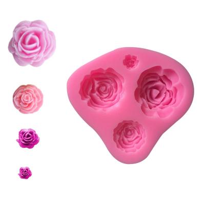 China Viable Flower 3D Silicone Molds Fondant Craft Cake Candy Chocolate Sugarcraft Ice Cream Pastry Baking Tool Mold for sale