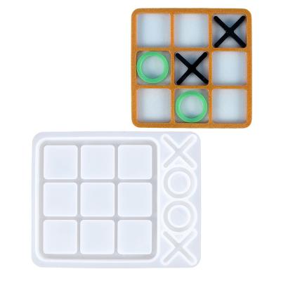 China Crystal Epoxy Resin Mold Funny Gaming Tic-Tac-Toe Cabochon BEEF Panel Silicone Mold Viable for sale