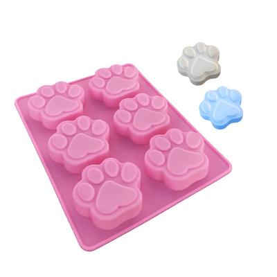 China Viable Handmade Silicone Mold Cat Feet Pattern Cake Chocolate Soap Making Tools Non-Toxic Soap Mold 6 Cavities Handcrafted Accessories for sale