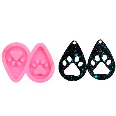 China Viable Dog Paw Epoxy Crystal Making Mold DIY Dog Paw Earrings Key Ring Silicone Mold Dog Feet for Baking Pastry Supplies for sale