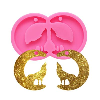 China Super Viable Shining Moon Wolf Cat Earring Epoxy Craft Resin Mold Silicone Molds Polymer Clay Mold DIY Necklace Jewelry Making for sale