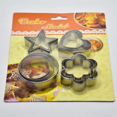 China Viable DIY Factory 4 Pieces 12pcs Set Round Five-Pointed Star Plum Blossom Cookie Cutter Cake Chcolate Stainless Steel Heart Shaped Mold for sale