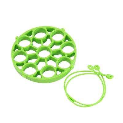 China Viable Egg Cooker 9 Hole Portable Silicone Egg Steamer Can Be Used As A Pot Rack, Easy To Take High Temperature Egg Tray for sale