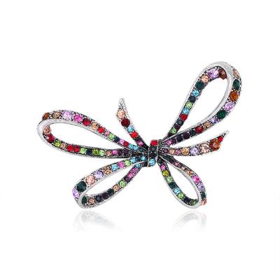 China Ceramic color rhinestone bow brooch brooches for women enamel brooch pins jewelry accessories for sale