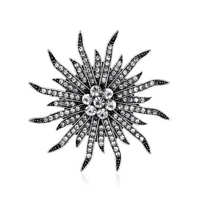 China Vintage Black Ceramic Sun Flower Brooches For Women Enamel Brooch Pins Jewelry Accessories for sale