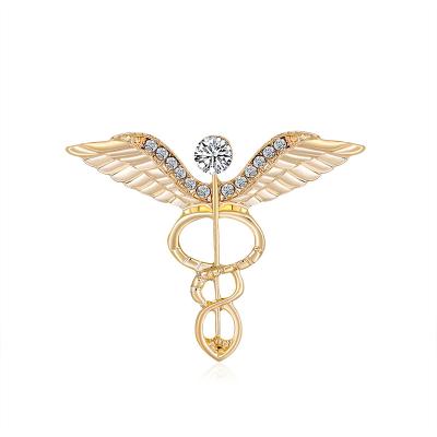 China Retro Fashion Pin Simple Cardigan Suit Accessories Crystal Personality Angel Wing Brooch snake brooch for sale