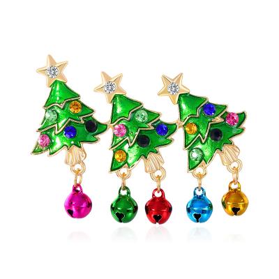 China Crystal New Enamel Christmas Trees Brooch Pin Vintage Bells Year New Acorn Brooches Jewelry Friends Colorful Pendant Gifts for sale