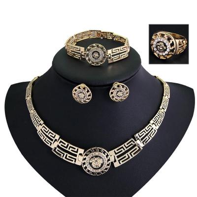 China FASHIONABLE Vintage Charming Euramerican Round Necklace Earring Bracelet Ring Set For Women 4-Piece Jewelry Set for sale