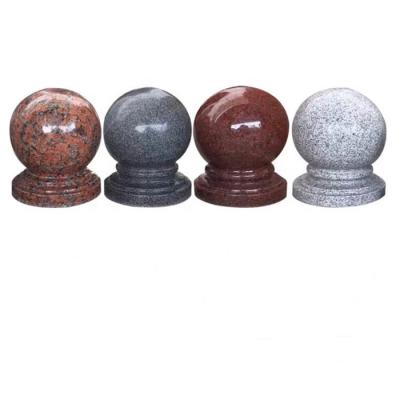 China Safe and Beautiful LED Stone Bollard Round Ball Roadblock Granite Stone Column Marble Column Car Stop Car Stop Stone for sale