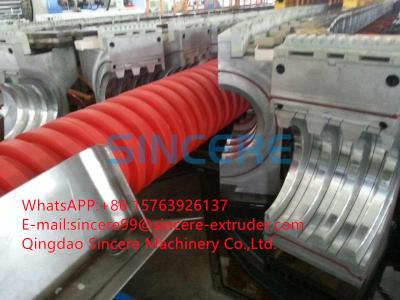 China Máquina de moldeado de extrusores de tuberías de extrusión de PVC de doble pared corrugada de PE en venta