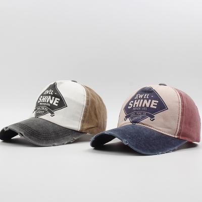 China RTS JOINT cotton label baseball print logo hat fashionable washed men and women spring summer sports hats for sale