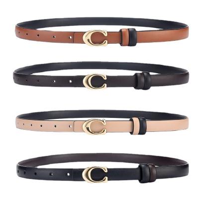 China ALLOY factory hot sales custom letter C buckle belts for women solid color PU leather waistband female belt for sale