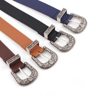 China ALLOY New Arrival Fashion Antique Finish Custom Pin Buckle Belts Ladies Fashionable Leather Belts Retro for sale