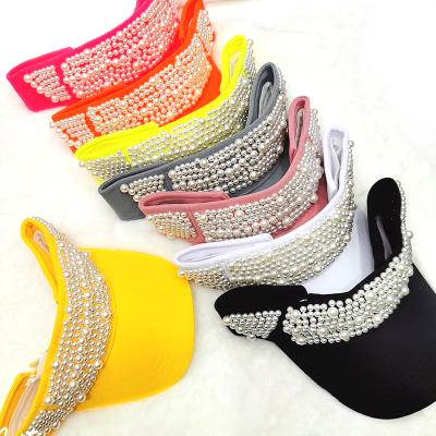 China Wholesale Fashion Pearl Baseball Sports Hat Women Summer Bare Chest Sun Visor Hats H001 for sale