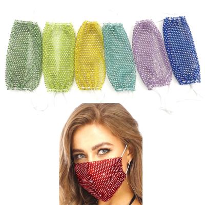 China Luxury Facemask S216 Shape Colorful Sparkle Bling Crystal Diamond Rhinestone Facemask Rhinestone Bling Facemask for sale